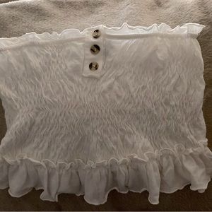 Poof! Cotton off - white, bottom ruffled, 3 button tube top/camisole; like new!